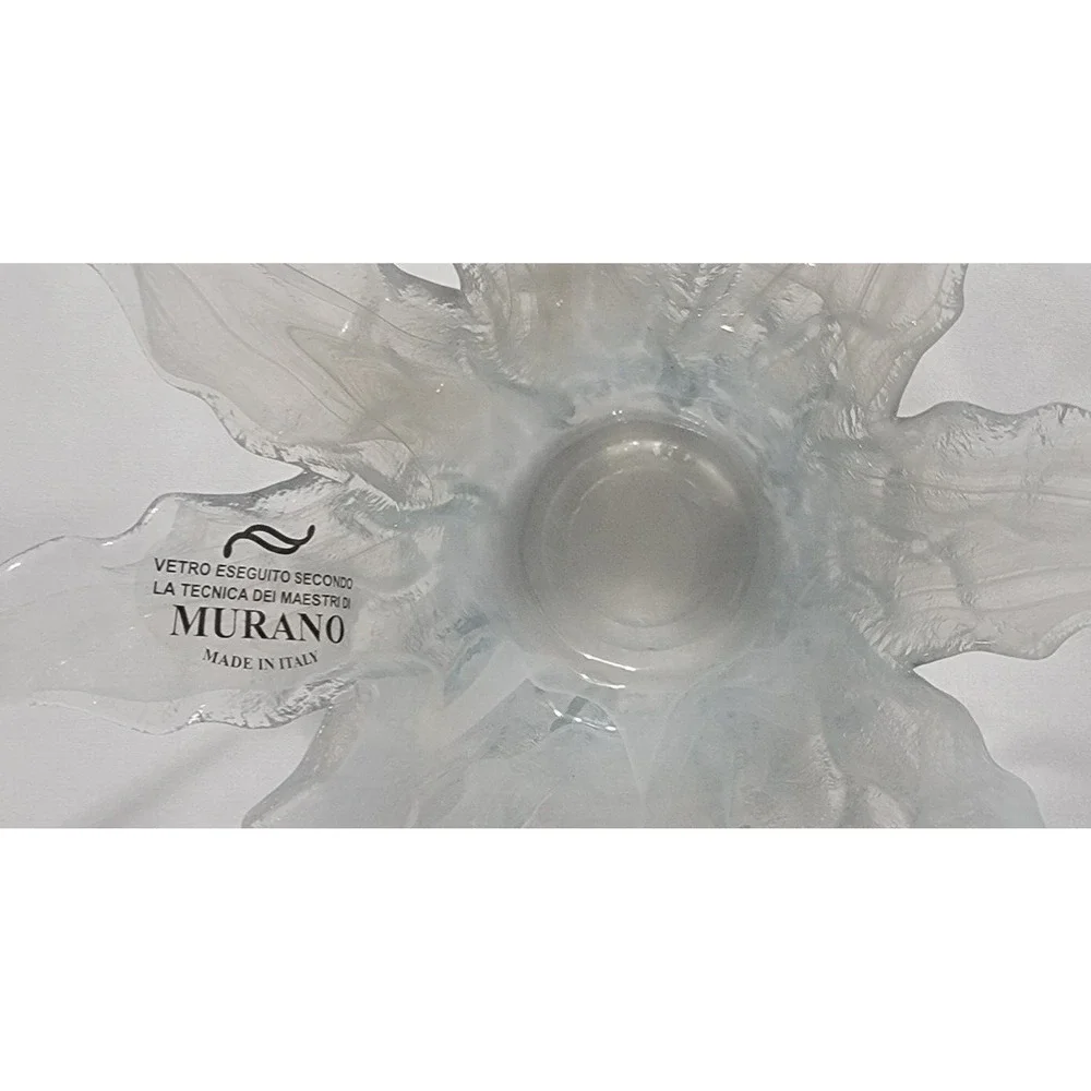 VTG ORIGINAL‎ MURANO HANDBLOWN GLASS FLOWER VASE/BOWL PLANTER WHITE - ITALY